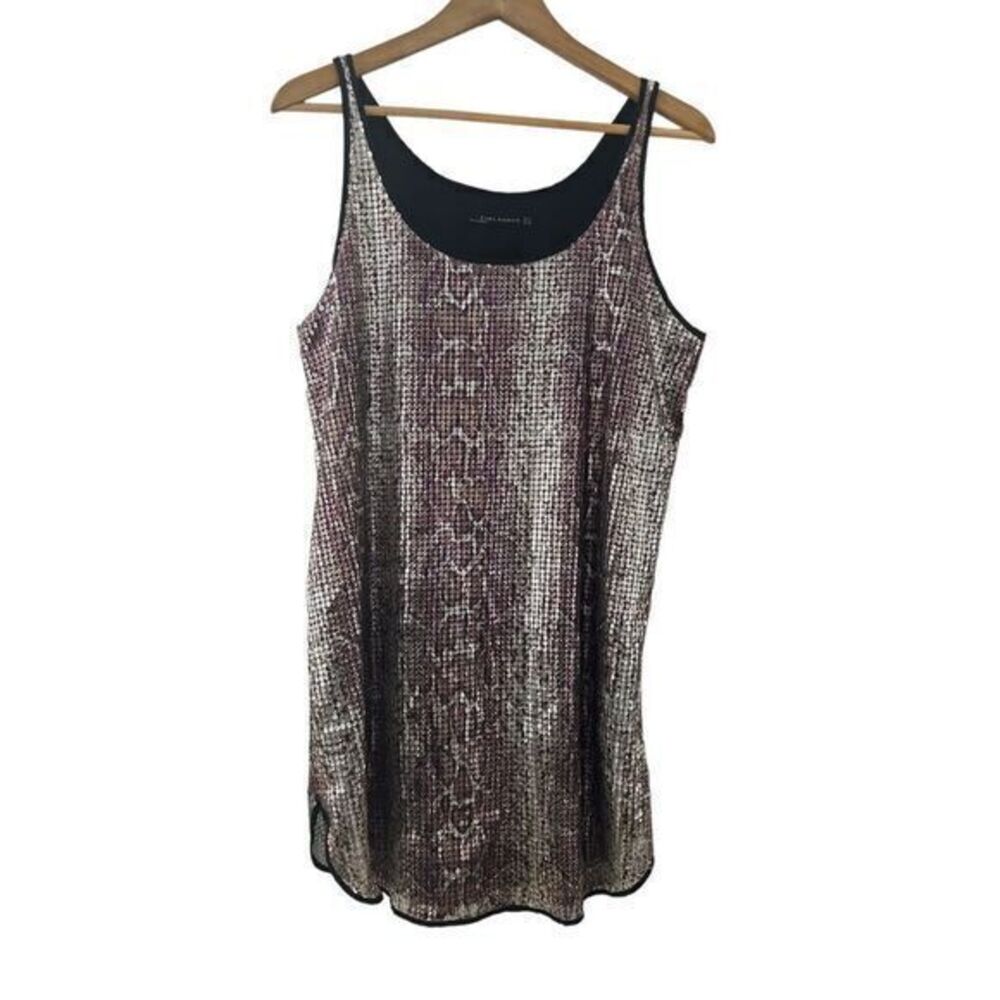 Zara Woman Sleeveless Snake Print Sequin Mini Dress